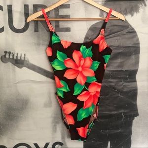 Vintage 90s high cut floral one piece bathing suit